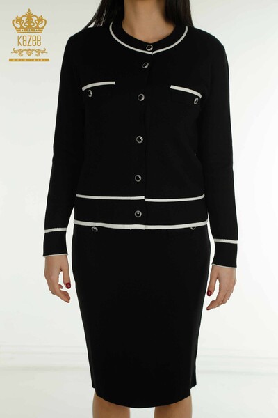 Wholesale Women's Two-piece Suit Long Sleeve Black - 30867 | KAZEE - Thumbnail (2)
