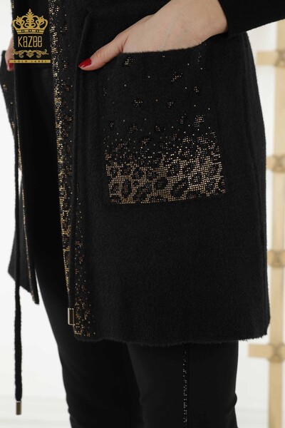 Wholesale Women's Vest - Leopard Stone Embroidered - Black - 30245 | KAZEE - 4