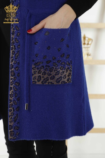 Wholesale Women's Vest - Leopard Stone Embroidered - Dark Blue - 30245 | KAZEE - 3