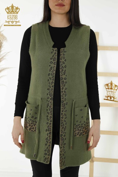 Wholesale Women's Vest - Leopard Stone Embroidered - Khaki - 30245 | KAZEE - 2