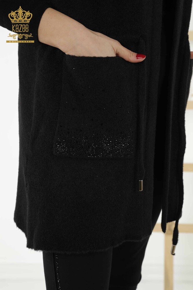 Wholesale Women's Vest - Pocket Stone Embroidered - Black - 30243 | KAZEE - 5