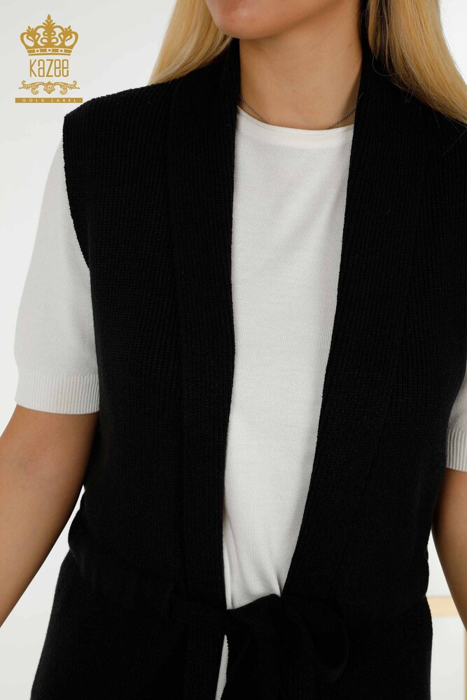 Wholesale Women's Vest with Rope Tie Black - 30410 | KAZEE - 3