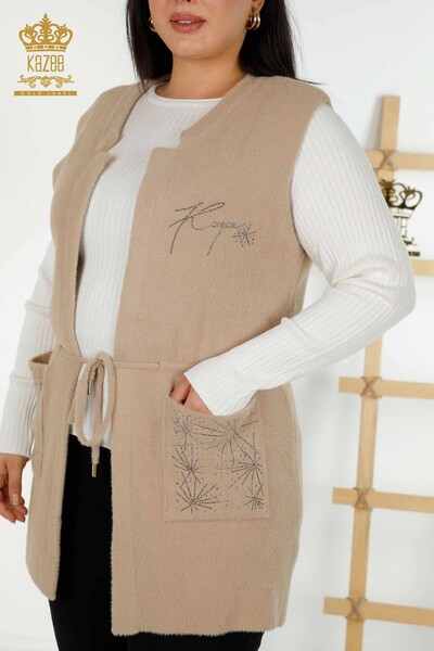 Wholesale Women's Vest Two Pockets Beige - 30582 | KAZEE - 2