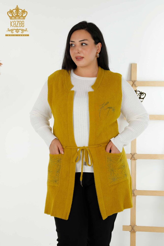 Wholesale Women's Vest Two Pockets Mustard - 30582 | KAZEE - 1