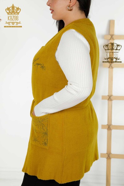 Wholesale Women's Vest Two Pockets Mustard - 30582 | KAZEE - 6