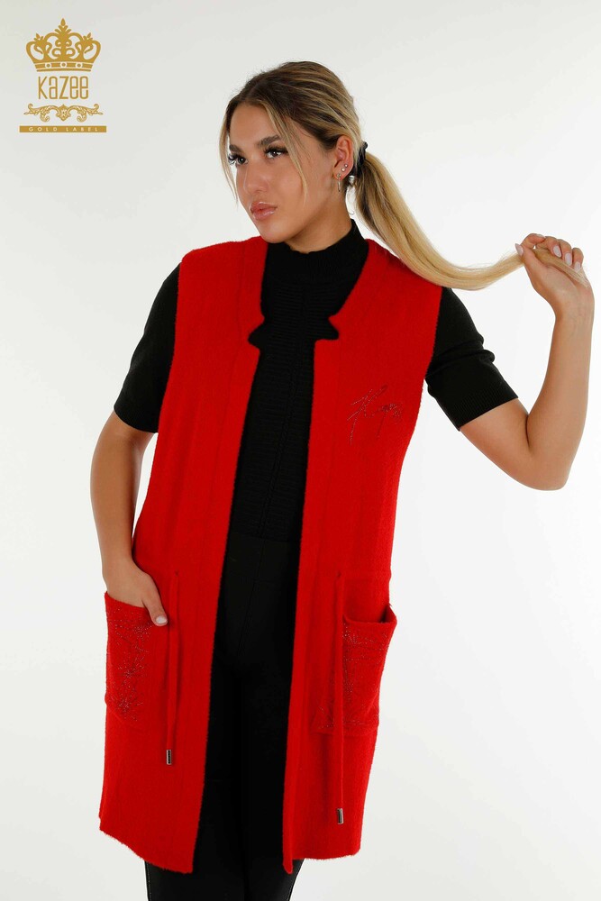 Wholesale Women's Vest Two Pockets Red - 30582 | KAZEE - 1