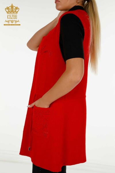 Wholesale Women's Vest Two Pockets Red - 30582 | KAZEE - 7