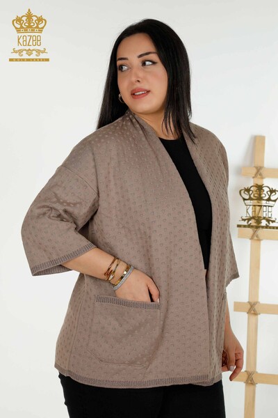 Wholesale Women's Cardigan with Pocket Detail Mink - 30056 | KAZEE - 1