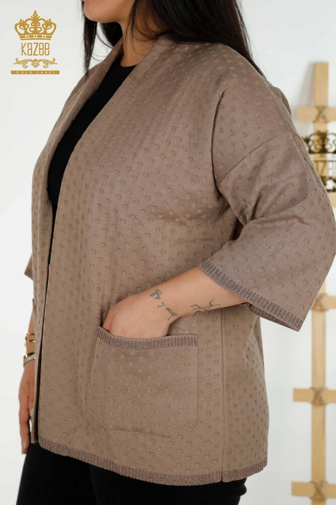 Wholesale Women's Cardigan with Pocket Detail Mink - 30056 | KAZEE - 4