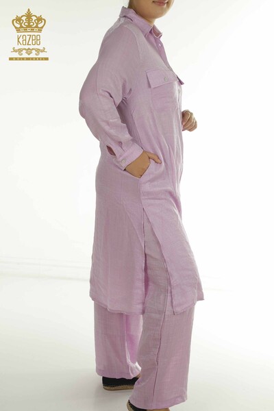 S&M - Wholesale Women's Double Suit with Slit Detail Lilac - 2402-211684 | S&M (1)