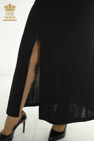 Wholesale Women's Dress with Slit Detail Black - 2414-5972 | M. - Thumbnail