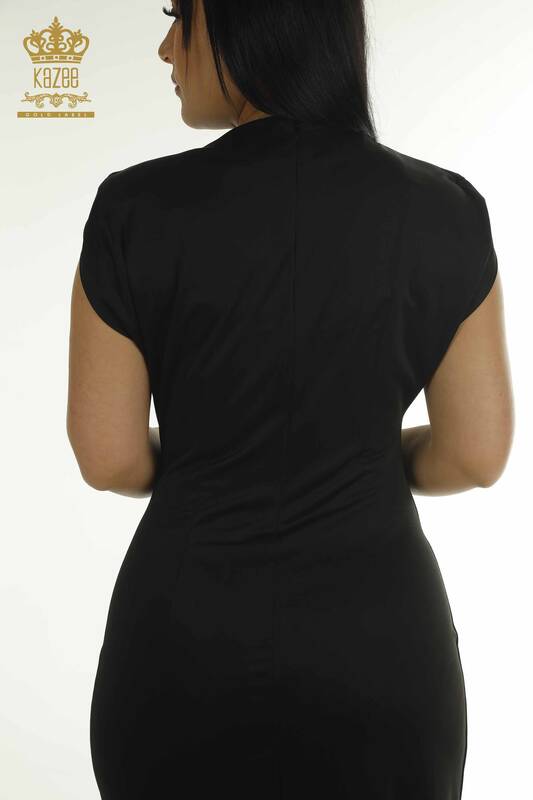 Wholesale Women's Dress with Slit Detail Black - 2414-5972 | M.