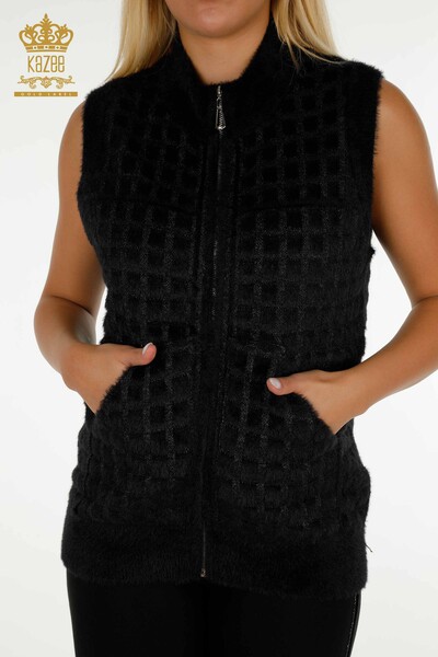 Wholesale Women's Cardigan Sleeveless Angora Black - 30212 | KAZEE - Thumbnail