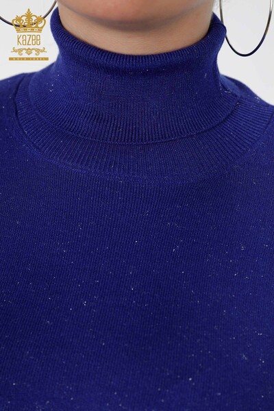 Wholesale Women's Knitwear Sweater Glitter Transition Turtleneck Oversize - 15144 | KAZEE - 3