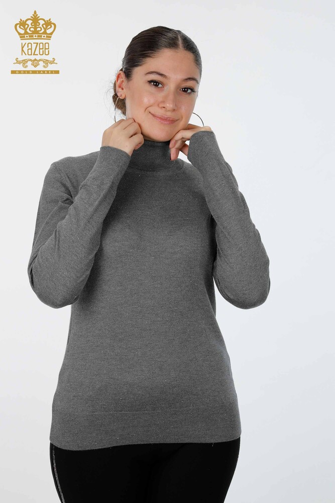 Wholesale Women's Knitwear Sweater Glitter Transition Turtleneck Oversize - 15144 | KAZEE - 5