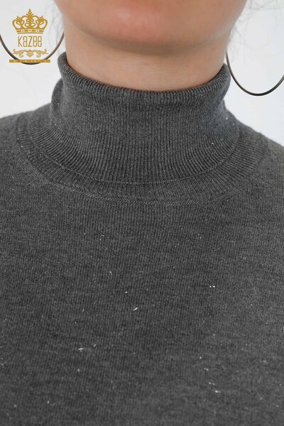 Wholesale Women's Knitwear Sweater Glitter Transition Turtleneck Oversize - 15144 | KAZEE - 7