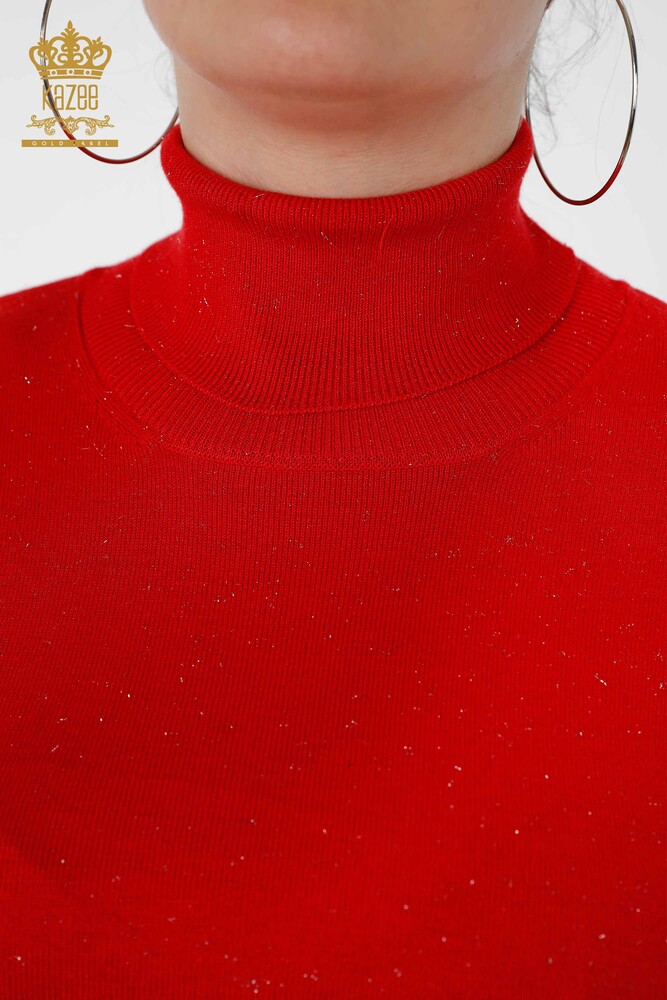 Wholesale Women's Knitwear Sweater Glitter Transition Turtleneck Oversize - 15144 | KAZEE - 11