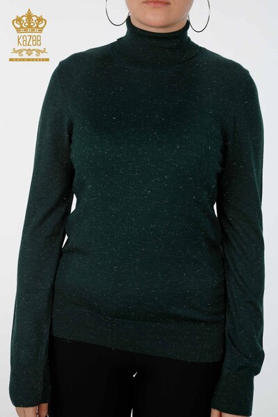 Wholesale Women's Knitwear Sweater Glitter Transition Turtleneck Oversize - 15144 | KAZEE - 14