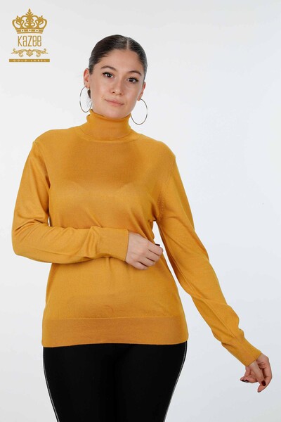 Wholesale Women's Knitwear Sweater Glitter Transition Turtleneck Oversize - 15144 | KAZEE - 17