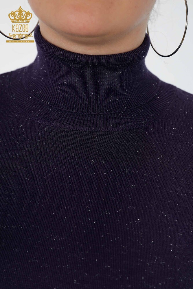 Wholesale Women's Knitwear Sweater Glitter Transition Turtleneck Oversize - 15144 | KAZEE - 23