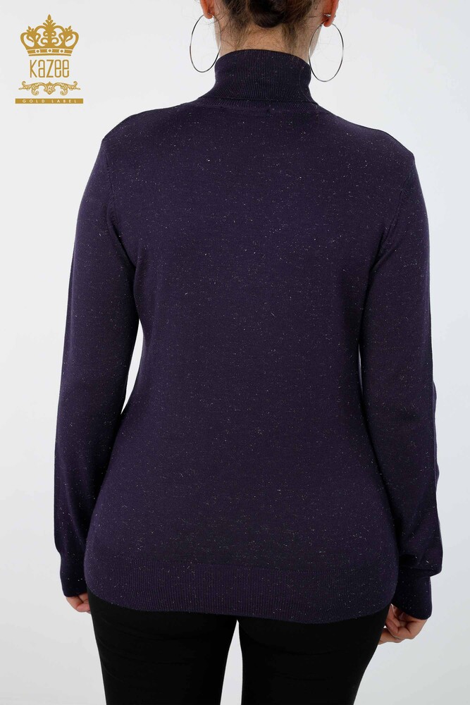 Wholesale Women's Knitwear Sweater Glitter Transition Turtleneck Oversize - 15144 | KAZEE - 24