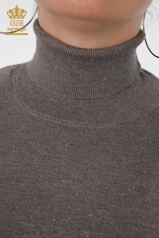 Wholesale Women's Knitwear Sweater Glitter Transition Turtleneck Oversize - 15144 | KAZEE - 27