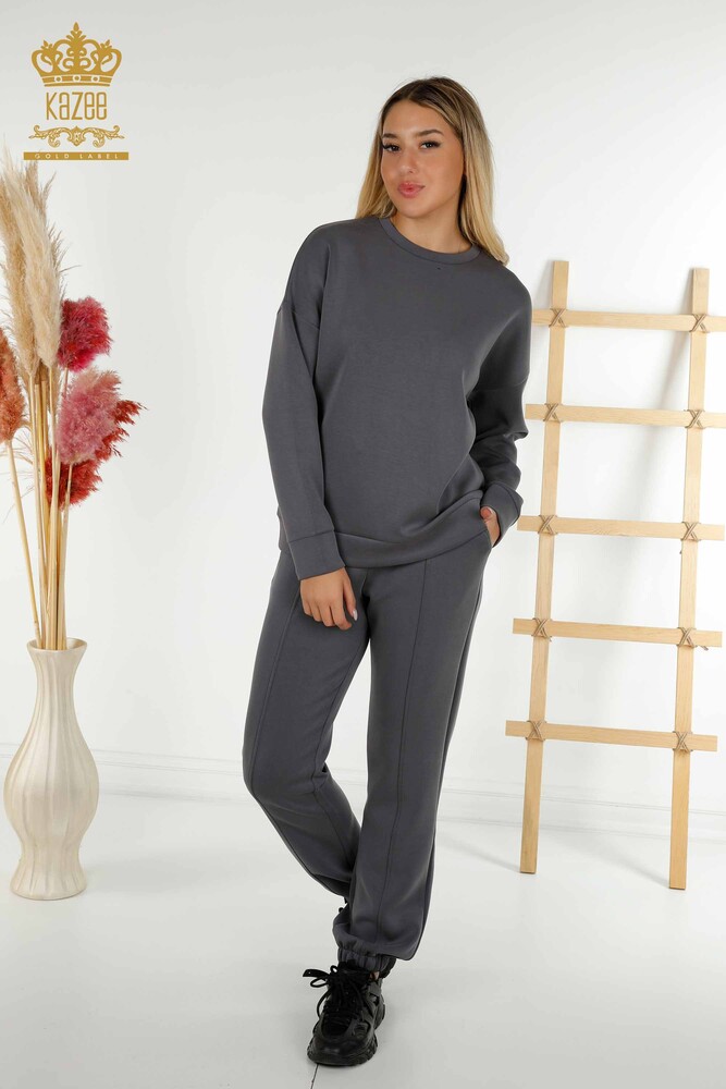 Wholesale Women's Tracksuit Basic Gray with Pockets - 17579 | KAZEE - 1