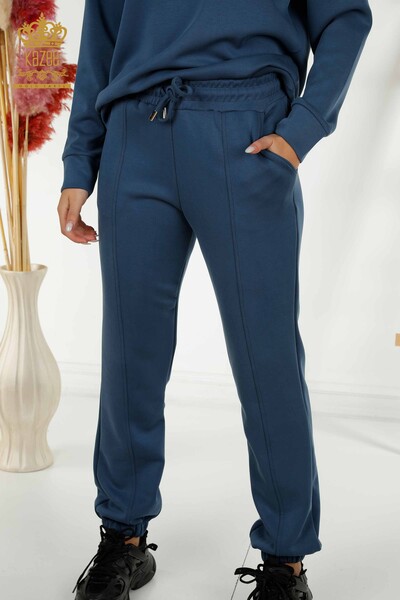 Wholesale Women's Tracksuit Basic Pocket Indigo - 17579 | KAZEE - Thumbnail