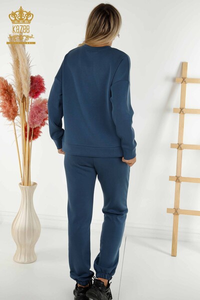 Wholesale Women's Tracksuit Basic Pocket Indigo - 17579 | KAZEE - Thumbnail