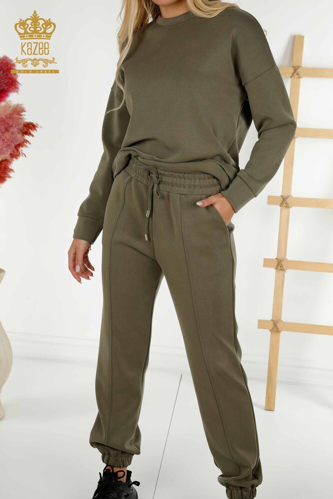 Wholesale Women's Tracksuit Basic Pocket Khaki - 17579 | KAZEE - 3