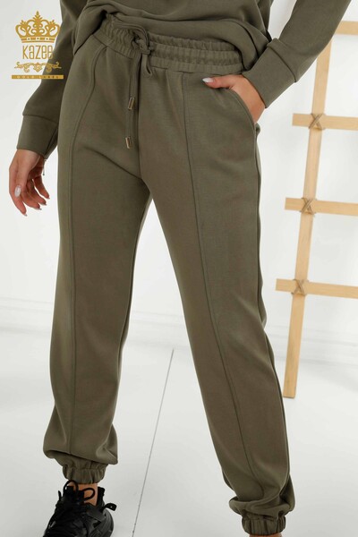 Wholesale Women's Tracksuit Basic Pocket Khaki - 17579 | KAZEE - 4