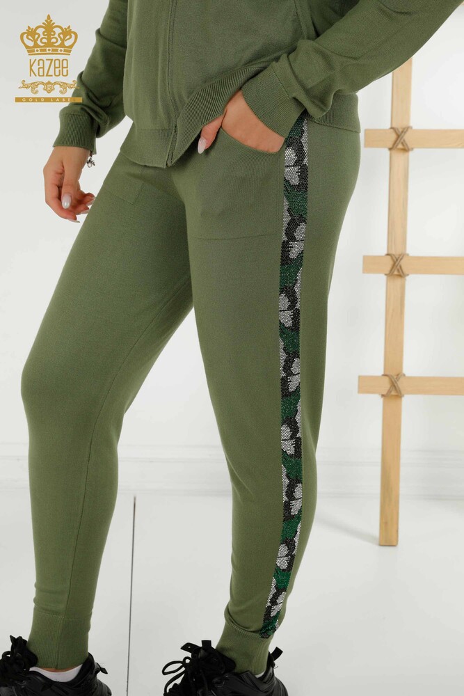 Wholesale Women's Tracksuit Set Butterfly Patterned Khaki - 16678 | KAZEE - 9