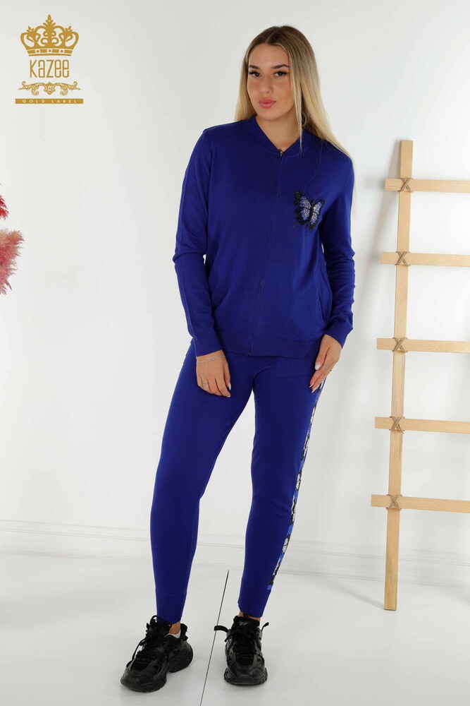 Wholesale Women's Tracksuit Set Butterfly Patterned Saks - 16678 | KAZEE - 1