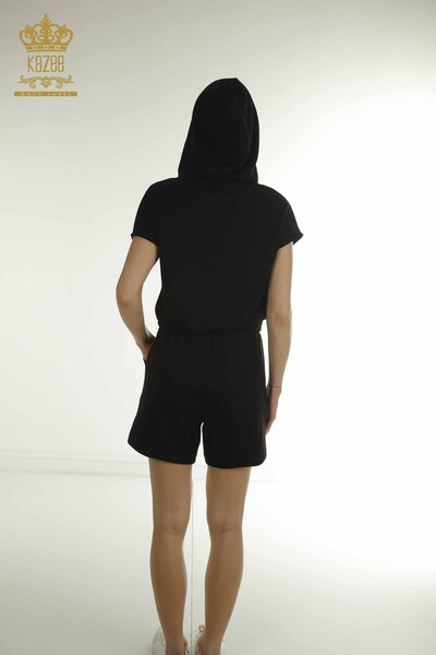 Wholesale Women's Tracksuit Set Hooded Black - 17704 | KAZEE - Thumbnail