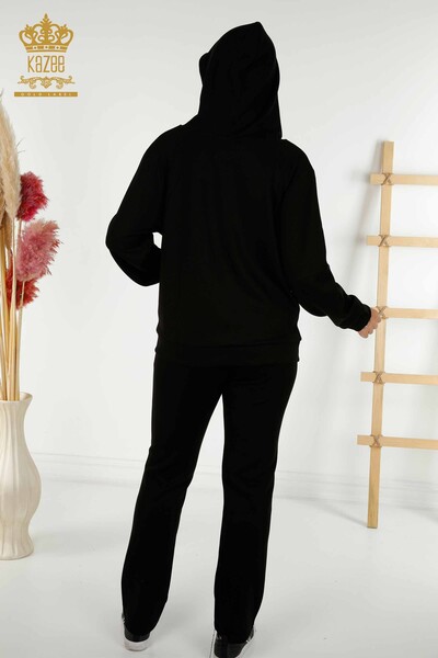 Wholesale Women's Tracksuit Set Hooded Black - 20415 | KAZEE - 10