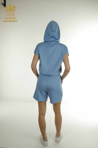 Wholesale Women's Tracksuit Set Hooded Blue - 17704 | KAZEE - Thumbnail