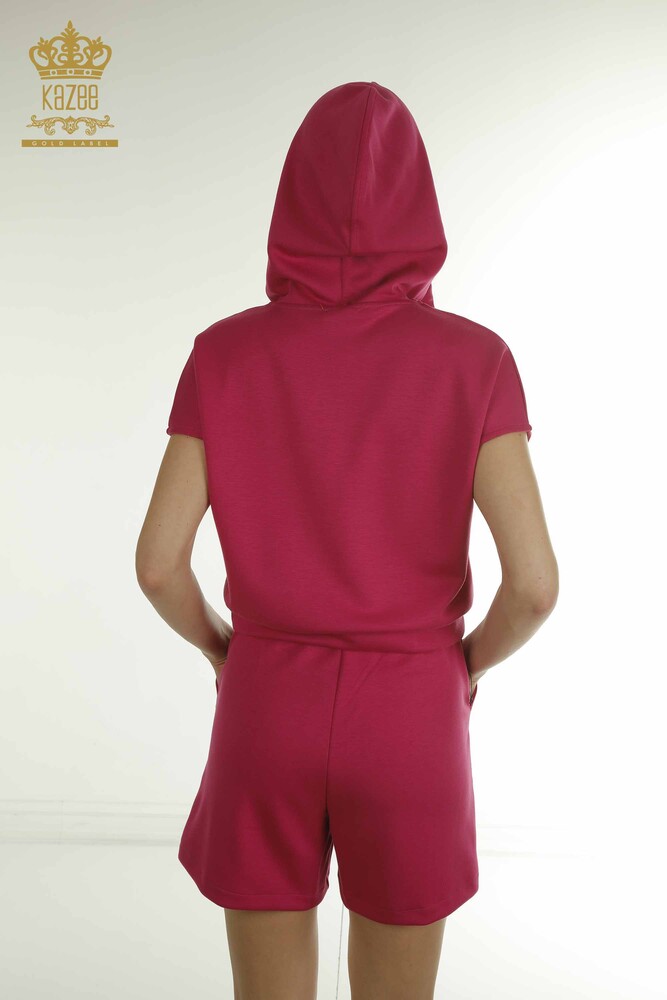 Wholesale Women's Tracksuit Set Hooded Fuchsia - 17704 | KAZEE - 10