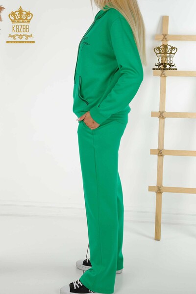 Wholesale Women's Tracksuit Set Hooded Green - 17598 | KAZEE - 10