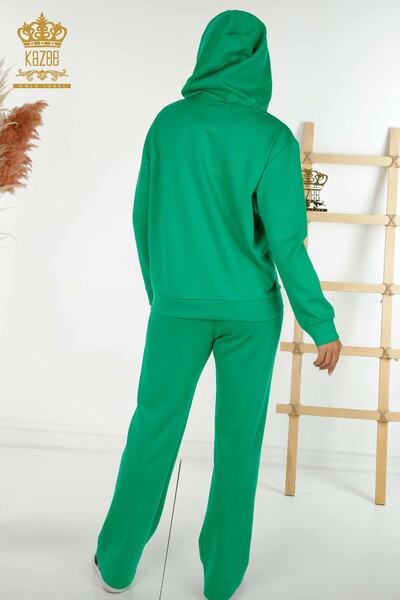 Wholesale Women's Tracksuit Set Hooded Green - 17598 | KAZEE - 11