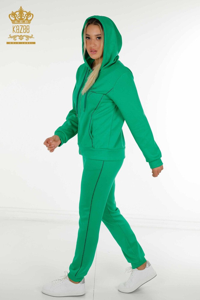 Wholesale Women's Tracksuit Set Hooded Green - 20414 | KAZEE - 2