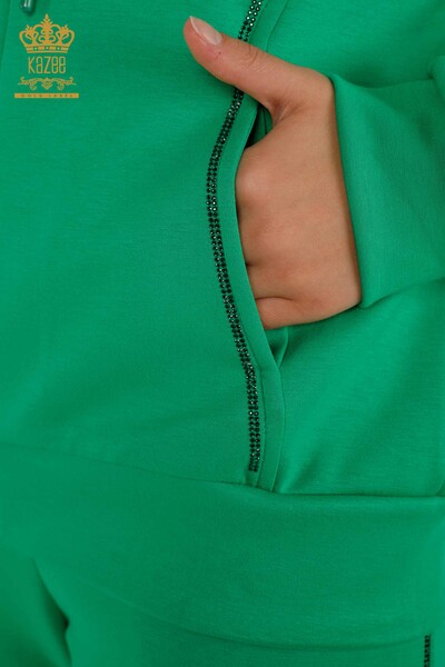 Wholesale Women's Tracksuit Set Hooded Green - 20414 | KAZEE - 8