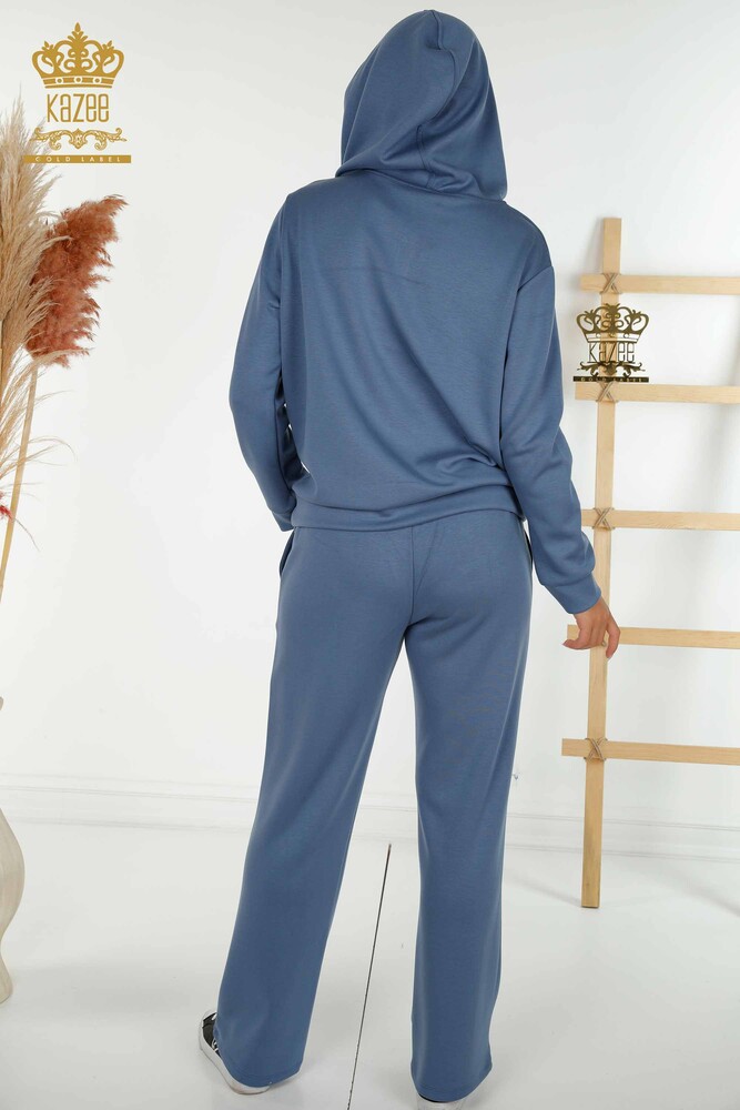 Wholesale Women's Tracksuit Set Hooded Indigo - 17598 | KAZEE - 12