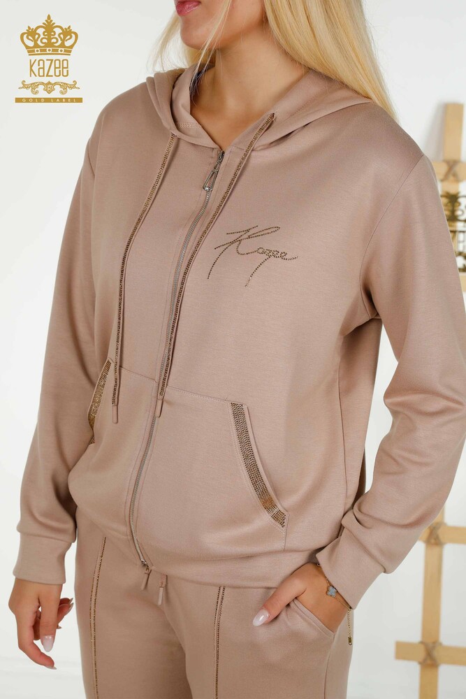 Wholesale Women's Tracksuit Set Hooded Mink - 17598 | KAZEE - 5