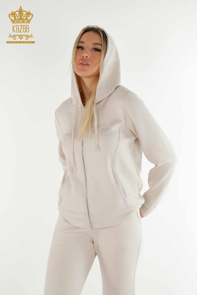 Wholesale Women's Tracksuit Set Hooded Stone - 20414 | KAZEE - 4