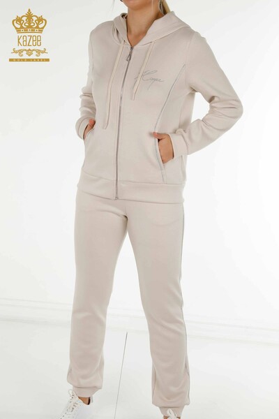 Wholesale Women's Tracksuit Set Hooded Stone - 20414 | KAZEE - 5