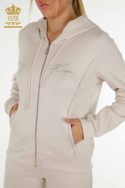 Wholesale Women's Tracksuit Set Hooded Stone - 20414 | KAZEE - 6