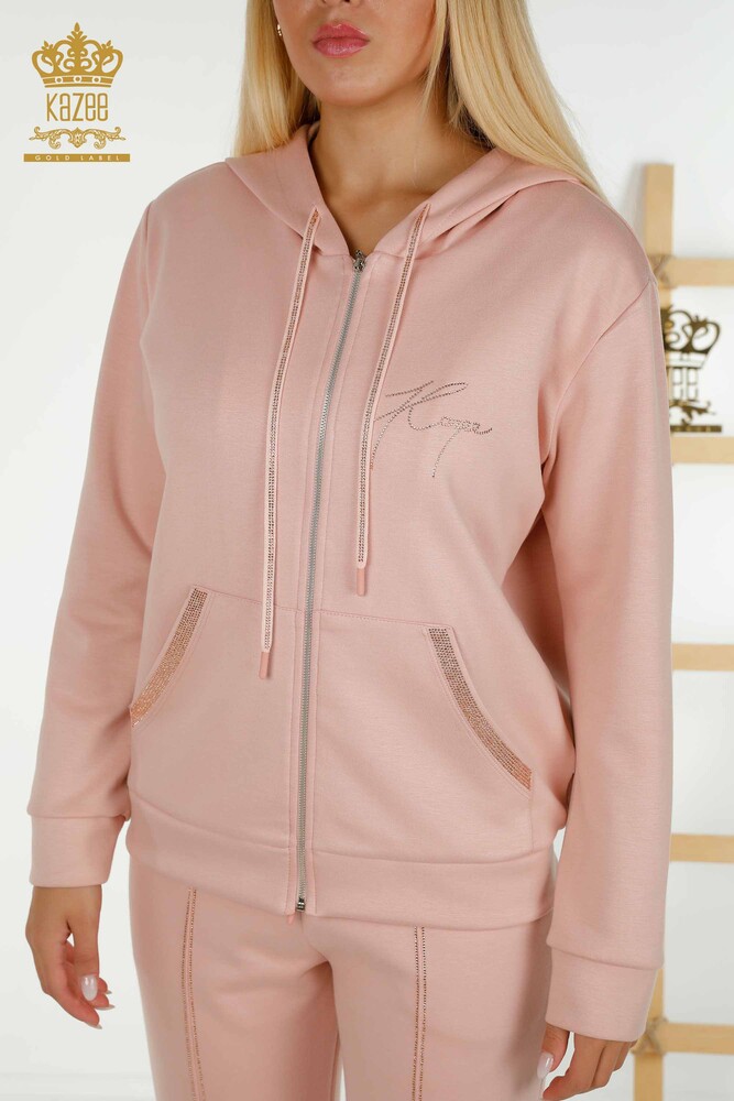 Wholesale Women's Tracksuit Set Hooded Powder - 17598 | KAZEE - 5