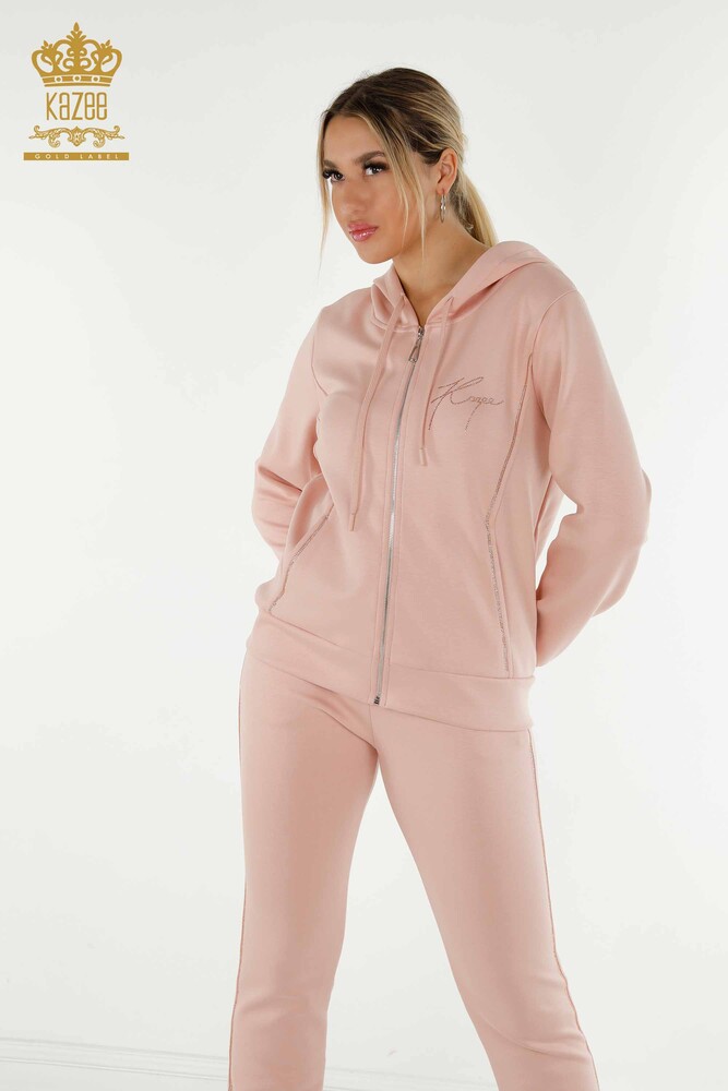 Wholesale Women's Tracksuit Set Hooded Powder - 20414 | KAZEE - 3