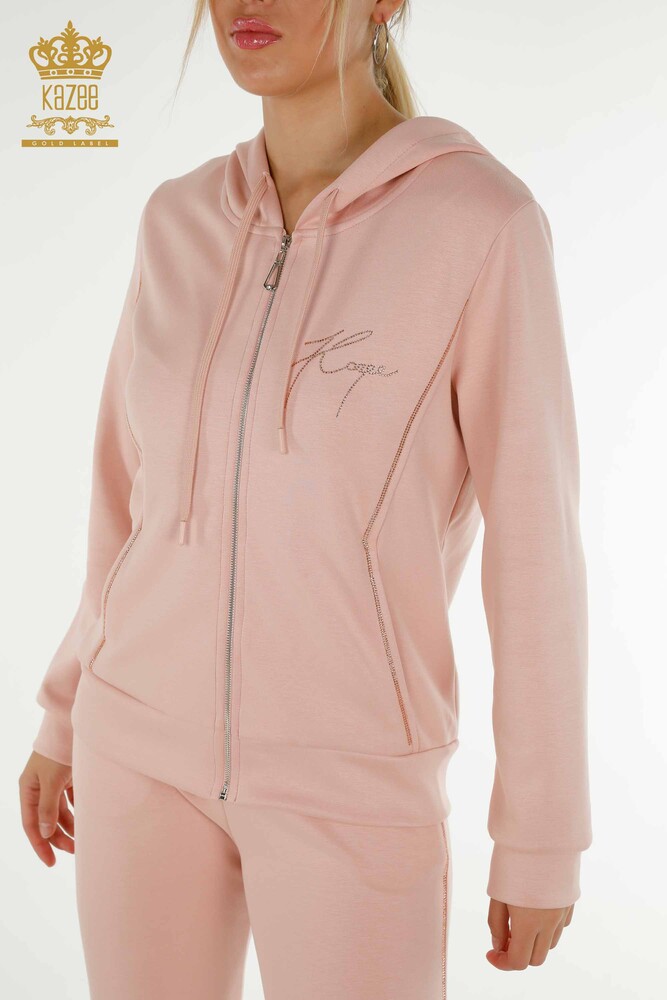 Wholesale Women's Tracksuit Set Hooded Powder - 20414 | KAZEE - 6