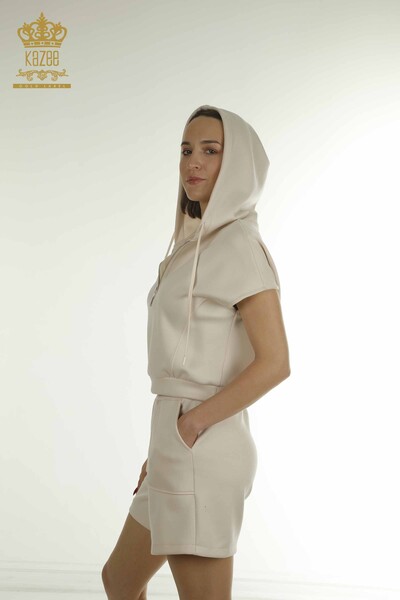 Wholesale Women's Tracksuit Set Hooded Stone - 17704 | KAZEE - Thumbnail (2)